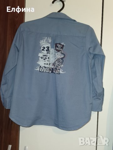 Синя модерна памучна риза за момиче LOMAN, снимка 4 - Ризи - 37881526