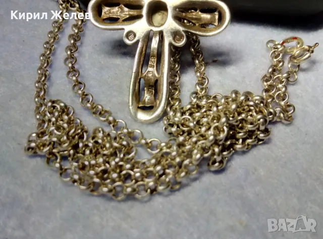 АВТОРСКИ АЖУРЕН СРЕБЪРЕН КРЪСТ СРЕБРО 925 NF с КРАЛСКИ СЕДЕФ МАРКАЗИТИ СРЕБЪРНА ВЕРИЖКА ИТАЛИЯ 41807, снимка 4 - Колиета, медальони, синджири - 49486908