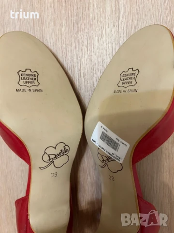 Елегантни дамски обувки с ток, естествена кожа, червен цвят, номер 39 , снимка 8 - Дамски обувки на ток - 50944285