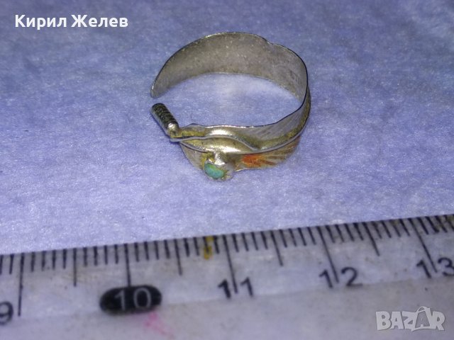 СТАРИННА ЛИСТОВИДНА АРТ НУВО СРЕБЪРНА ОБЕЦА STERLING D АНГЛИЯ РЪЧНА РАБОТА с НАТУРАЛЕН ТЮРКОАЗ 40322, снимка 12 - Антикварни и старинни предмети - 42793719