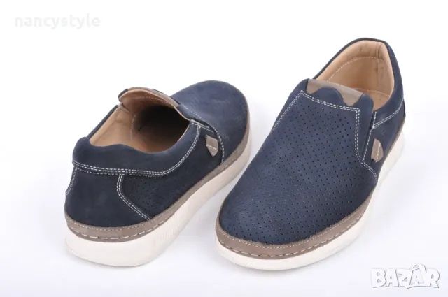 Тъмно сини мъжки обувки - Набук, снимка 3 - Ежедневни обувки - 50108309