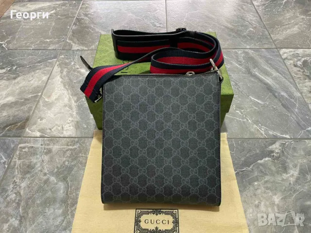 GUCCI Чанта Малка Гучи Messenger GG Supreme Canvas Кожа Автентична, снимка 5 - Чанти - 48032577