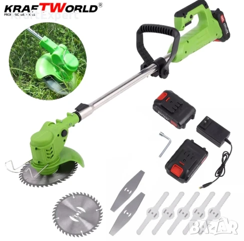 Акумулаторен Тример KraftWorld – Косачка за Трева с 2бр Батерия и Зарядно
