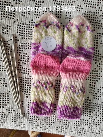 Ръчно плетени детски чорапки , ходило 17 см, снимка 1