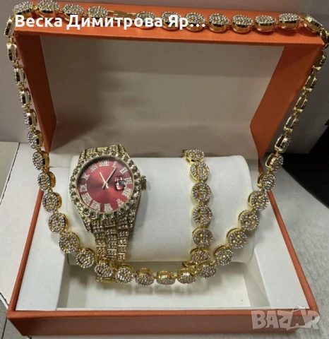 Луксозен комплек бижута, часовник , гривна и колие, снимка 4 - Колиета, медальони, синджири - 51254655