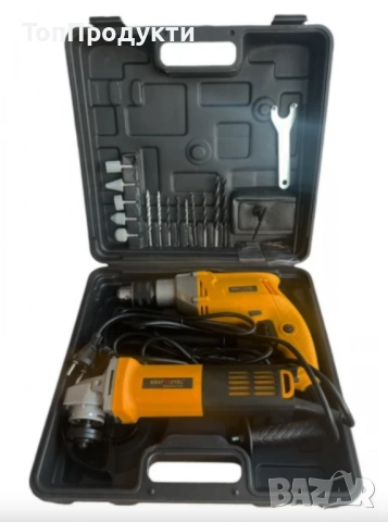 Комплект 2 в 1 бормашина и ъглошлайф на ток