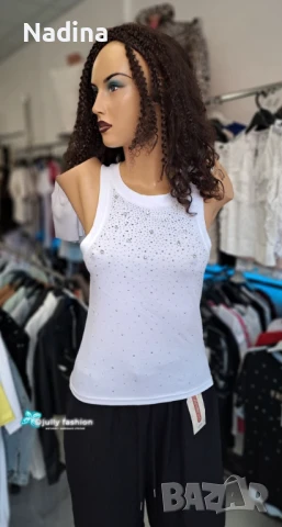 Дамски топ бял дамски бял потник