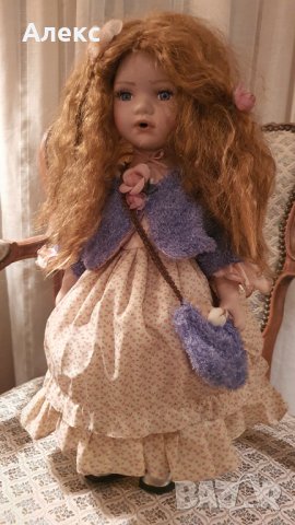 Колекционерска порцеланова кукла, 50см Разкошна Червенокоска-Отлична!, снимка 2 - Колекции - 31660242