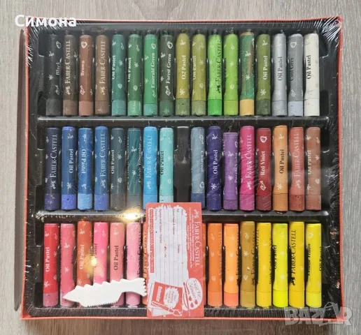 Faber-Castell Oil Pastels 50 цвята – нови, включен инструмент за гравиране + подарък