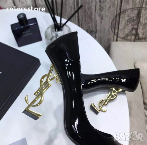 Обувки на ток - черен лак със златист ток - Y1L, снимка 2 - Дамски обувки на ток - 44724811