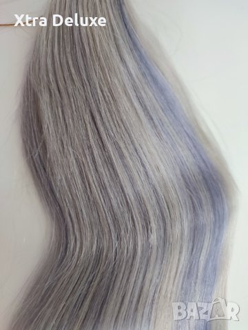 РАЗПРОДАЖБА! 100% естествена права коса за удължаване - сиво/пепелно русо, снимка 4 - Аксесоари за коса - 44288286