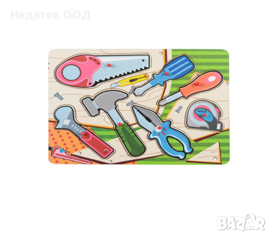  Пъзел, Дървени инструменти, 7 части, 30x22 см