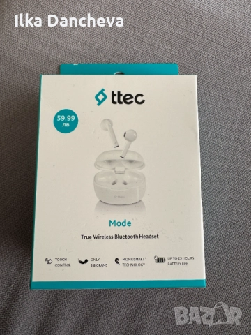 Bluetooth слушалки ttec. Бели, снимка 3 - Bluetooth слушалки - 52197433
