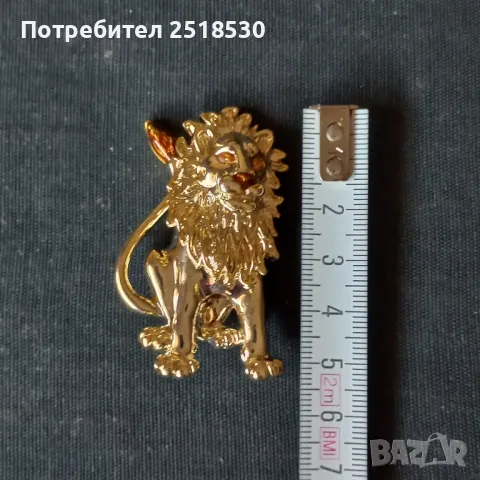 Позлатен лъв-винтидж брошка, снимка 4 - Други - 49343356
