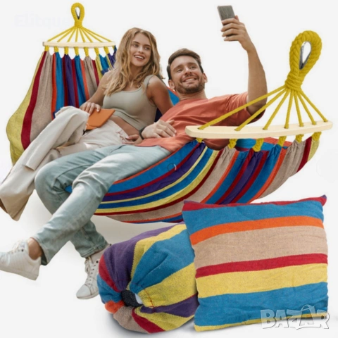 Хамак XXL с възглавница и чанта — максимален комфорт до 250 кг за релакс навън, снимка 7 - Други стоки за дома - 53326165