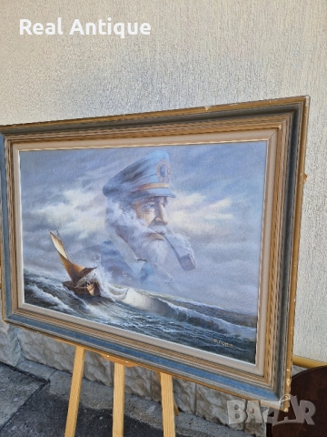 Уникална антикварна авторска майсторска картина масло върху платно , снимка 6 - Картини - 51668865