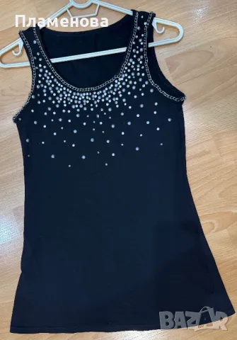 Дамски черен потник с капси - S/M