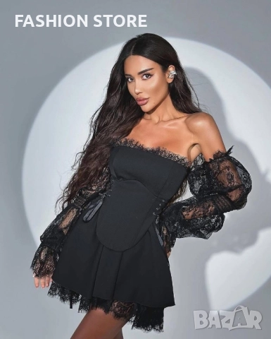 Луксозна рокля с корсет и дантела🖤, снимка 4 - Рокли - 52939714