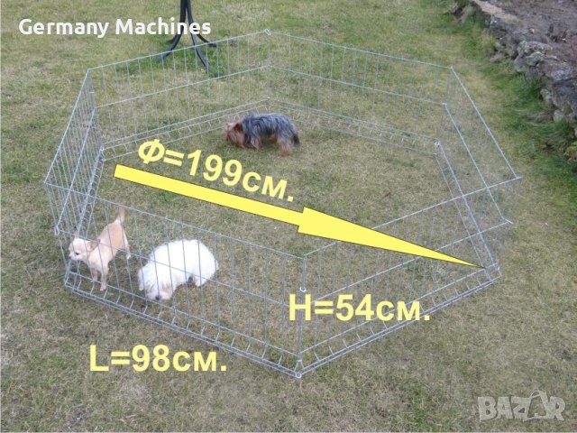 за кучета КЛЕТКА - ОГРАЖДЕНИЕ с диаметър 199.см, метална, СГЪВАЕМА. Подходяща е за дребни по големин, снимка 3 - За кучета - 42623448