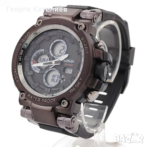 Мъжки електронен часовник с голям циферблат и черна силиконова кашка Код на продукта:B-01-07, снимка 3 - Мъжки - 48125943