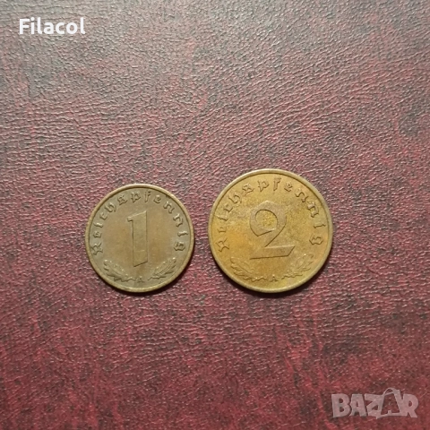 Германия Райх 1 и 2 пфенига 1939 МД 'A' - Берлин