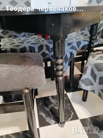 разтегателна маса кръгла с 4 стола, снимка 2 - Маси - 50303819