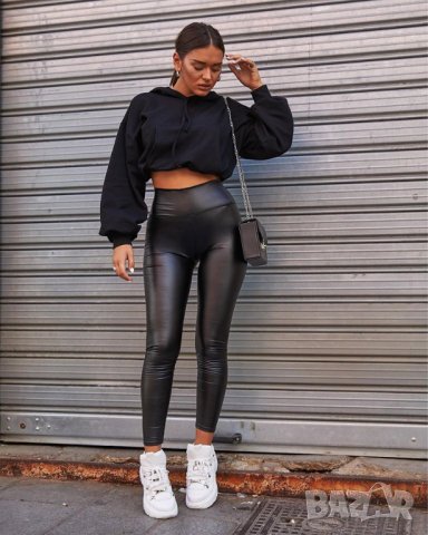  Кожен клин в черен цвят - М размер, снимка 2 - Клинове - 22985735