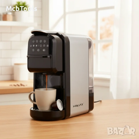 Кафемашина 3 в 1 – за капсули, мляно кафе и листен чай 700 мл 1400W Sokany, снимка 6 - Кафемашини - 54117915