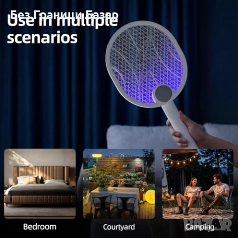 Нова Електрическа мухобойка 4000V USB-C акумулаторна сгъваема ракета за насекоми убиец, снимка 2 - Други стоки за дома - 54101263