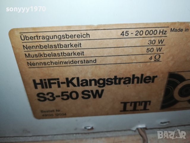 ITT S3-50 SW HIFI MADE IN WEST GERMANY 2709231234LK, снимка 16 - Тонколони - 42338417