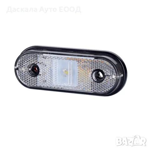 1бр. БЯЛ ЛЕД LED габарит с 1 диод овал, 12-24V , ПОЛША