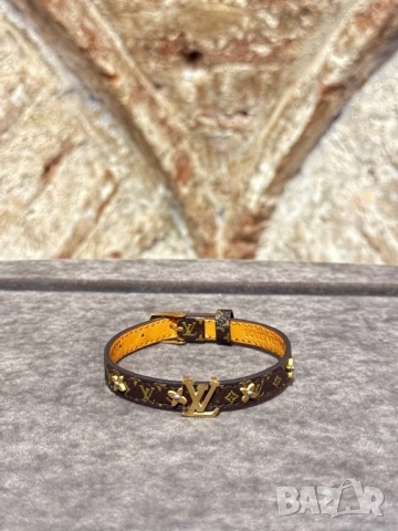 Кожена гривна Louis Vuitton Неръждаема стомана, устойчива на цветове 💯 С фирмена кутия 🎁, снимка 4 - Гривни - 51511483