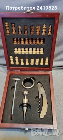 Комплект за вино MK Handel 36 части в дървена кутия с комплект за сомелиер шах, снимка 3 - Други - 35370098