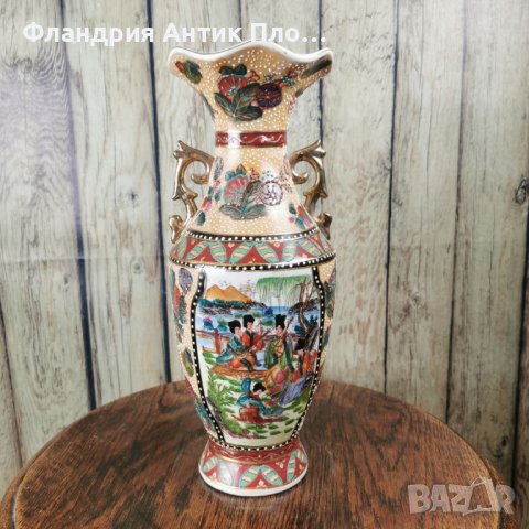Китайска ръчно рисувана ваза-амфора, снимка 1 - Вази - 38122539