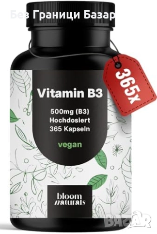 Нови Витамин B3 Ниацинамид 500 mg годишна опаковка 365 капсули
