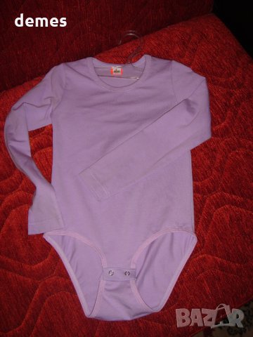Боди люляков цвят за момиче с дълъг ръкав  размер 116, ново, снимка 2 - Детско бельо и бански  - 30935113