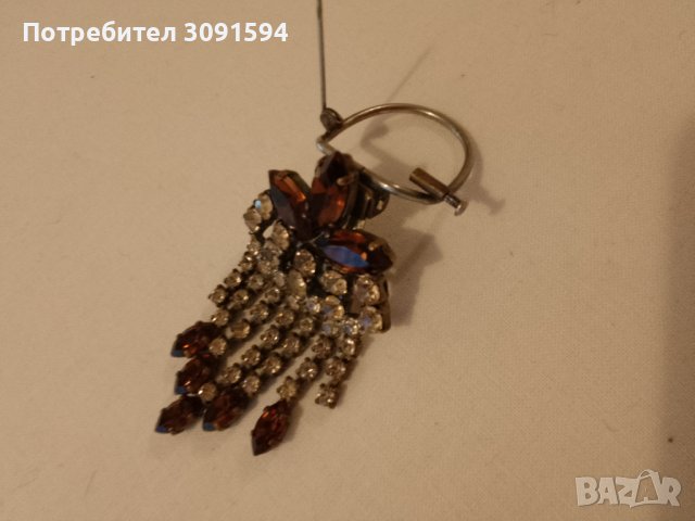 Радка брошка Арт Деко -1920г със клипс и игла кристали, снимка 6 - Антикварни и старинни предмети - 44176217
