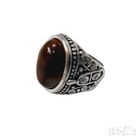 Пръстен с тигрово око, снимка 3 - Пръстени - 48689838