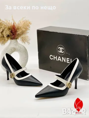 Chanel Луксозни Дамски Обувки На Висок Ток С Каишка Тип Mary Jane И Златно Бижу Код SEM-750, снимка 2 - Дамски обувки на ток - 56110589