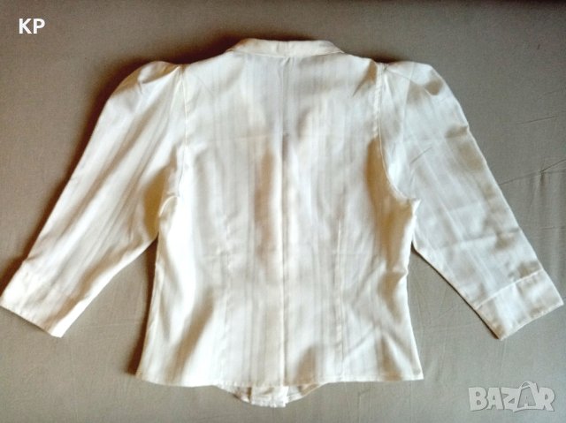 Бяла копринена ризка с 3/4 ръкав , снимка 2 - Ризи - 42058398