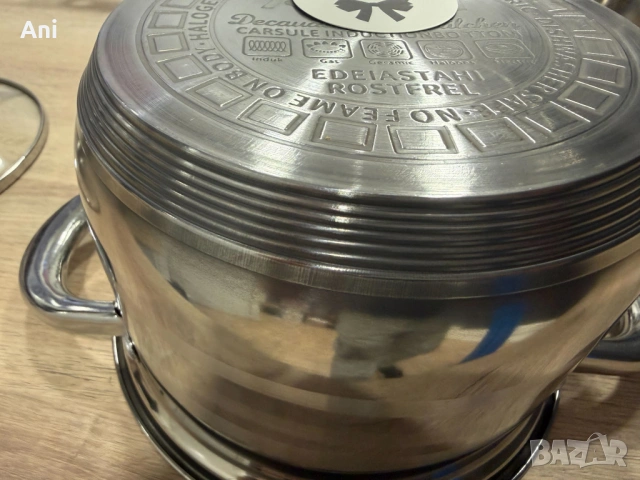 Луксозен Комплект Посуда Неръждаема Стомана - 12 части, 5-слойно дъно, снимка 6 - Съдове за готвене - 54011669