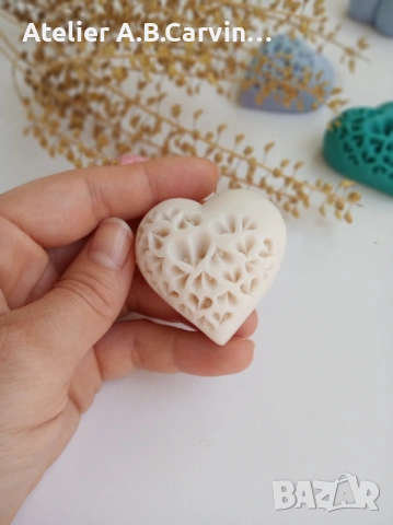 Ароматни глицеринови гравирани сапунчета Сърце, за подаръци за гости, снимка 6 - Декорация - 53887044