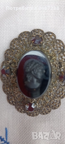 Стара брошка с камея, снимка 3 - Антикварни и старинни предмети - 52857626