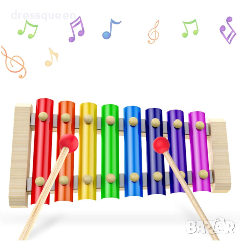 3538 Цветен дървен детски ксилофон с две чукчета, снимка 6 - Други - 44793540