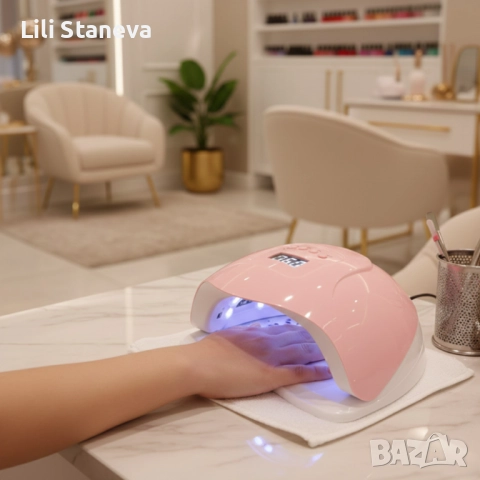 Професионална UV/LED лампа POLYUV 110W – За всички гел лакове, авто сензор. , снимка 9 - Педикюр и маникюр - 52753480