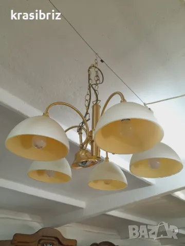 Абажур-Месинг-Стъкло-внос от Германия!, снимка 2 - Лампи за таван - 48026764