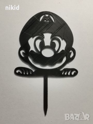 Супер Марио mario черен пластмасов топер украса за торта