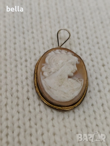 Сребърен стар медальон-камея -сребро с позлата,маркировка 800 проба., снимка 3 - Антикварни и старинни предмети - 54162963