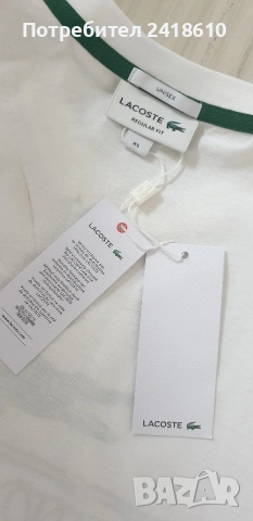 Lacoste Cotton Regular Fit  Unisex Size XS НОВО! ОРИГИНАЛНА Унисекс Тениска!, снимка 2 - Тениски - 53921677