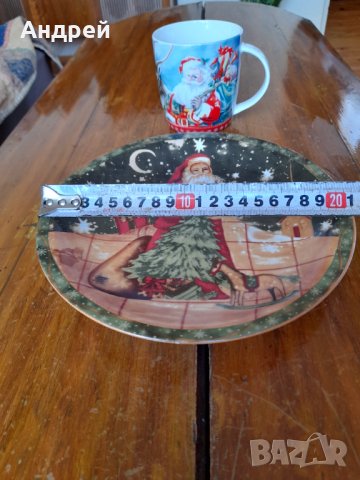 Стара коледна чиния,чаша, снимка 3 - Други ценни предмети - 34007292